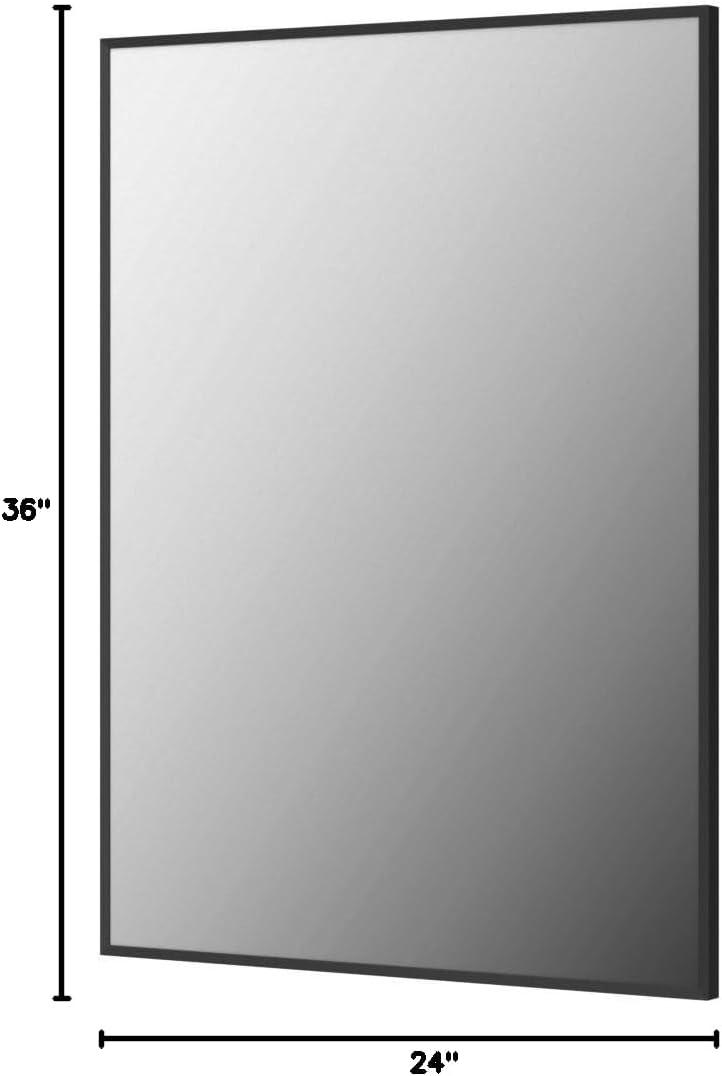 imageHARRITPURE 24x36 Rectangular Bathroom Mirror Wall Mirror Metal Frame Mirrors Horizontal or Vertical Hangs Simplicity Decor for Bedroom Living Room Bathroom Entryway Black