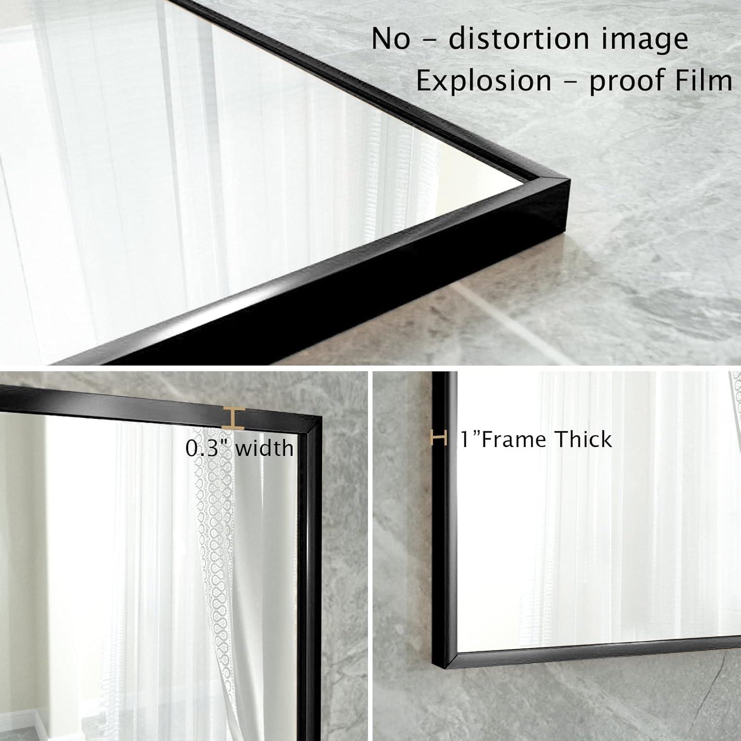 imageHARRITPURE 24x36 Rectangular Bathroom Mirror Wall Mirror Metal Frame Mirrors Horizontal or Vertical Hangs Simplicity Decor for Bedroom Living Room Bathroom Entryway Black