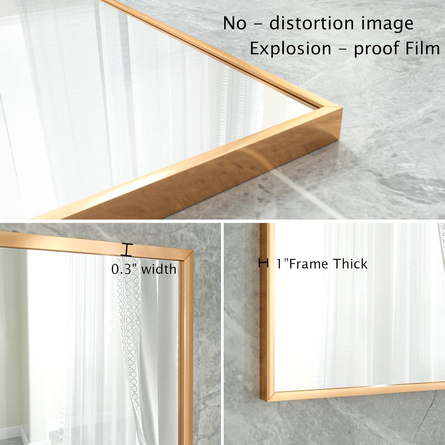 imageHARRITPURE 26x38 Bathroom Mirror Rectangular Wall Mirror Metal Frame Hanging Mirrors Horizontal or Vertical Hangs Simplicity Decor for Bedroom Living Room Bathroom Entryway Gold