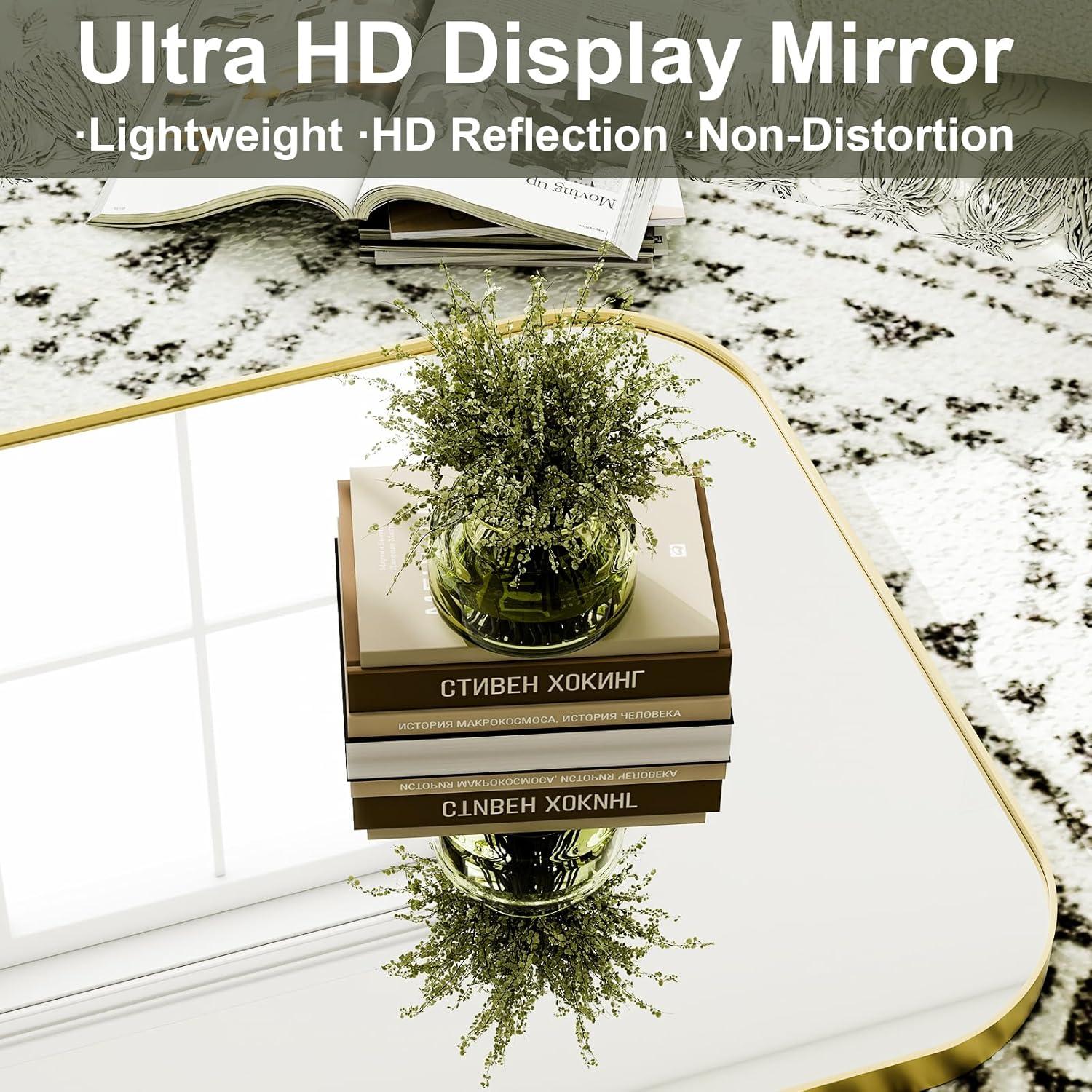 imageHARRITPURE 57quotx20quot Full Length Mirror Full Body Mirror Top Rounded Corner Aluminum Frame Hanging or Leaning Wall Floor Mirror with Stand for Living Room Bedroom CloakroomGoldGold