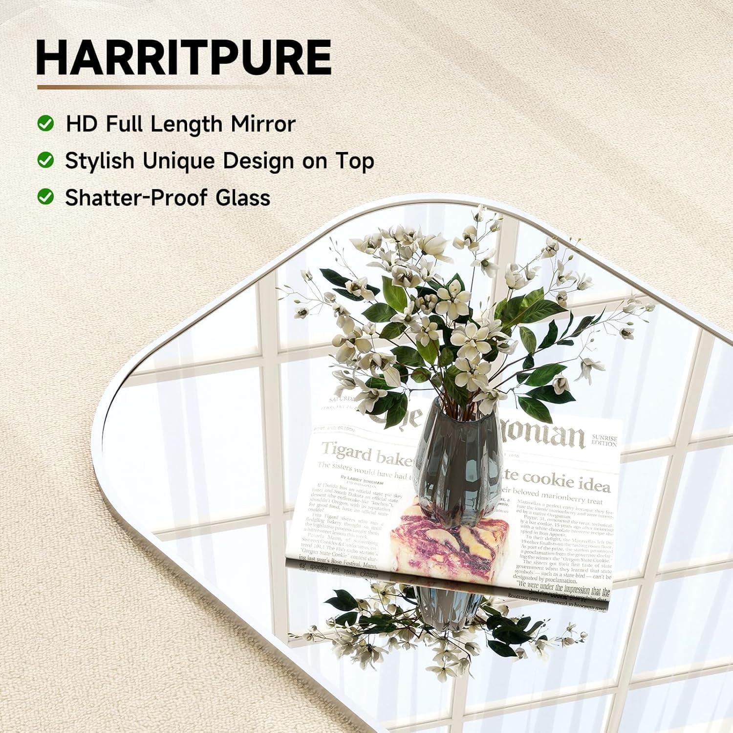 imageHARRITPURE 57quotx20quot Full Length Mirror Full Body Mirror Top Rounded Corner Aluminum Frame Hanging or Leaning Wall Floor Mirror with Stand for Living Room Bedroom CloakroomGoldSilver