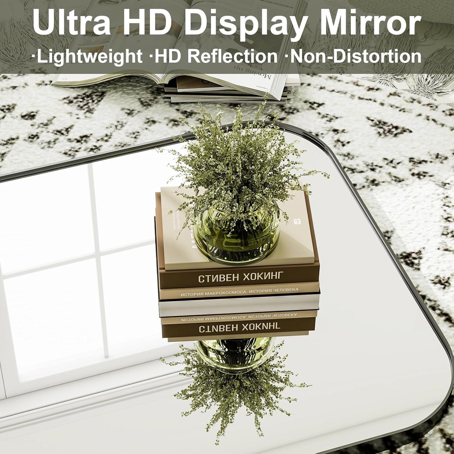 imageHARRITPURE 57quotx20quot Full Length Mirror Full Body Mirror Top Rounded Corner Aluminum Frame Hanging or Leaning Wall Floor Mirror with Stand for Living Room Bedroom CloakroomGoldBlack