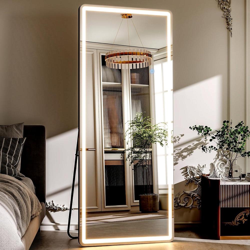imageHARRITPURE 71x26 inch LED Full Length Mirror Lighted Floor Mirror for BedroomCloakroom Dimmable ampamp 3 Color ModesWall Mounted Long Standing Mirror with LightsWhite