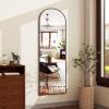 imageHARRITPURE 14quotx48quot Arched Full Length Door Mirror Aluminum Frame Closet Mirror Full Length Hanging Mirror for Living Room BedroomGoldArchedblack