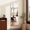 imageHARRITPURE 14quotx48quot Arched Full Length Door Mirror Aluminum Frame Closet Mirror Full Length Hanging Mirror for Living Room BedroomGoldArchedgold