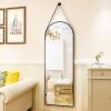 imageHARRITPURE 16quotx48quotArched Mirror with Hanging Leather Strap Full Length Mirror Aluminum Frame WallMounted Arch Mirror Hanging Mirrors for Bathroom Vanity Living Room Bedroom Entryway GoldArchedblack