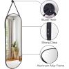 imageHARRITPURE 16quotx48quotArched Mirror with Hanging Leather Strap Full Length Mirror Aluminum Frame WallMounted Arch Mirror Hanging Mirrors for Bathroom Vanity Living Room Bedroom Entryway GoldOvalblack
