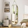imageHARRITPURE 16quotx48quotArched Mirror with Hanging Leather Strap Full Length Mirror Aluminum Frame WallMounted Arch Mirror Hanging Mirrors for Bathroom Vanity Living Room Bedroom Entryway GoldOvalgold