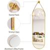 imageHARRITPURE 16quotx48quotArched Mirror with Hanging Leather Strap Full Length Mirror Aluminum Frame WallMounted Arch Mirror Hanging Mirrors for Bathroom Vanity Living Room Bedroom Entryway GoldOvalgold