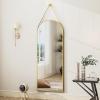 imageHARRITPURE 16quotx48quotArched Mirror with Hanging Leather Strap Full Length Mirror Aluminum Frame WallMounted Arch Mirror Hanging Mirrors for Bathroom Vanity Living Room Bedroom Entryway GoldArchedgold