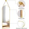 imageHARRITPURE 16quotx48quotArched Mirror with Hanging Leather Strap Full Length Mirror Aluminum Frame WallMounted Arch Mirror Hanging Mirrors for Bathroom Vanity Living Room Bedroom Entryway GoldArchedgold