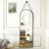 imageHARRITPURE 16quotx48quotArched Mirror with Hanging Leather Strap Full Length Mirror Aluminum Frame WallMounted Arch Mirror Hanging Mirrors for Bathroom Vanity Living Room Bedroom Entryway GoldArchedblack