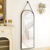 imageHARRITPURE 16quotx48quotArched Mirror with Hanging Leather Strap Full Length Mirror Aluminum Frame WallMounted Arch Mirror Hanging Mirrors for Bathroom Vanity Living Room Bedroom Entryway GoldArchedblack