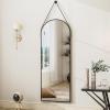 imageHARRITPURE 16quotx48quotArched Mirror with Hanging Leather Strap Full Length Mirror Aluminum Frame WallMounted Arch Mirror Hanging Mirrors for Bathroom Vanity Living Room Bedroom Entryway GoldArchedblack