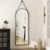 imageHARRITPURE 16quotx48quotArched Mirror with Hanging Leather Strap Full Length Mirror Aluminum Frame WallMounted Arch Mirror Hanging Mirrors for Bathroom Vanity Living Room Bedroom Entryway GoldArchedblack