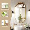 imageHARRITPURE 22quot x 38quotOval Bathroom Mirror Wall Mounted Chic Brushed Metal Frame Hang Vertically ampamp Horizontally Perfect Modern Decor for Bedroom Bathroom Entryway Living Room Gallery WallGoldGold