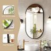 imageHARRITPURE 22quot x 38quotOval Bathroom Mirror Wall Mounted Chic Brushed Metal Frame Hang Vertically ampamp Horizontally Perfect Modern Decor for Bedroom Bathroom Entryway Living Room Gallery WallGoldBlack