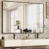 imageHARRITPURE 48quotx30quot Framed Bathroom Mirror for Wall Rectangle Mirror Aluminum Alloy Frame WallMounted for Farmhouse Entryway Bedroom Living Room BlackBlack
