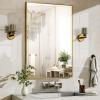 imageHARRITPURE 48quotx30quot Framed Bathroom Mirror for Wall Rectangle Mirror Aluminum Alloy Frame WallMounted for Farmhouse Entryway Bedroom Living Room BlackGold