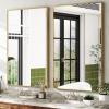 imageHARRITPURE 48quotx30quot Framed Bathroom Mirror for Wall Rectangle Mirror Aluminum Alloy Frame WallMounted for Farmhouse Entryway Bedroom Living Room BlackGold