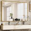 imageHARRITPURE 48quotx30quot Framed Bathroom Mirror for Wall Rectangle Mirror Aluminum Alloy Frame WallMounted for Farmhouse Entryway Bedroom Living Room BlackGold