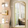 imageHARRITPURE 57quotx20quot Full Length Mirror Full Body Mirror Top Rounded Corner Aluminum Frame Hanging or Leaning Wall Floor Mirror with Stand for Living Room Bedroom CloakroomGoldGold