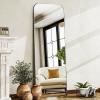 imageHARRITPURE 57quotx20quot Full Length Mirror Full Body Mirror Top Rounded Corner Aluminum Frame Hanging or Leaning Wall Floor Mirror with Stand for Living Room Bedroom CloakroomGoldSilver