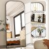 imageHARRITPURE 57quotx20quot Full Length Mirror Full Body Mirror Top Rounded Corner Aluminum Frame Hanging or Leaning Wall Floor Mirror with Stand for Living Room Bedroom CloakroomGoldBlack