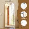 imageHARRITPURE 57quotx20quot Full Length Mirror Full Body Mirror Top Rounded Corner Aluminum Frame Hanging or Leaning Wall Floor Mirror with Stand for Living Room Bedroom CloakroomGoldSilver