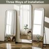 imageHARRITPURE 57quotx20quot Full Length Mirror Full Body Mirror Top Rounded Corner Aluminum Frame Hanging or Leaning Wall Floor Mirror with Stand for Living Room Bedroom CloakroomGoldBlack