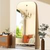imageHARRITPURE 57quotx20quot Full Length Mirror Full Body Mirror Top Rounded Corner Aluminum Frame Hanging or Leaning Wall Floor Mirror with Stand for Living Room Bedroom CloakroomGoldSilver