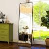 imageHARRITPURE 71x32 inch Rounded Full Length Mirror Aluminum Frame Black Mirror Full Length Floor Mirror with Stand for Living Room Bedroom CloakroomBlack