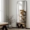 imageHARRITPURE 71x32 inch Rounded Full Length Mirror Aluminum Frame Black Mirror Full Length Floor Mirror with Stand for Living Room Bedroom CloakroomBlack