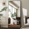imageHARRITPURE 71x32 inch Rounded Full Length Mirror Aluminum Frame Black Mirror Full Length Floor Mirror with Stand for Living Room Bedroom CloakroomBlack