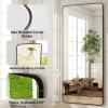 imageHARRITPURE 71x32 inch Rounded Full Length Mirror Aluminum Frame Black Mirror Full Length Floor Mirror with Stand for Living Room Bedroom CloakroomBlack