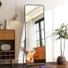 imageHARRITPURE 71x32 inch Rounded Full Length Mirror Aluminum Frame Black Mirror Full Length Floor Mirror with Stand for Living Room Bedroom CloakroomBlack
