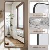imageHARRITPURE 71x32 inch Rounded Full Length Mirror Aluminum Frame Black Mirror Full Length Floor Mirror with Stand for Living Room Bedroom CloakroomBlack