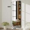 imageHARRITPURE 71x32 inch Rounded Full Length Mirror Aluminum Frame Black Mirror Full Length Floor Mirror with Stand for Living Room Bedroom CloakroomBlack
