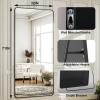 imageHARRITPURE 71x32 inch Rounded Full Length Mirror Aluminum Frame Black Mirror Full Length Floor Mirror with Stand for Living Room Bedroom CloakroomBlack