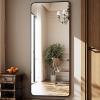 imageHARRITPURE 71x32 inch Rounded Full Length Mirror Aluminum Frame Black Mirror Full Length Floor Mirror with Stand for Living Room Bedroom CloakroomBlack