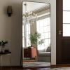 imageHARRITPURE 71x32 inch Rounded Full Length Mirror Aluminum Frame Black Mirror Full Length Floor Mirror with Stand for Living Room Bedroom CloakroomBlack
