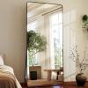 imageHARRITPURE 71x32 inch Rounded Full Length Mirror Aluminum Frame Black Mirror Full Length Floor Mirror with Stand for Living Room Bedroom CloakroomBlack