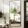 imageHARRITPURE 71x32 inch Rounded Full Length Mirror Aluminum Frame Black Mirror Full Length Floor Mirror with Stand for Living Room Bedroom CloakroomBlack