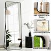 imageHARRITPURE 71x32 inch Rounded Full Length Mirror Aluminum Frame Black Mirror Full Length Floor Mirror with Stand for Living Room Bedroom CloakroomBlack