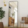 imageHARRITPURE 71x32 inch Rounded Full Length Mirror Aluminum Frame Black Mirror Full Length Floor Mirror with Stand for Living Room Bedroom CloakroomBlack