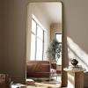 imageHARRITPURE 71x32 inch Rounded Full Length Mirror Aluminum Frame Black Mirror Full Length Floor Mirror with Stand for Living Room Bedroom CloakroomGold