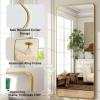 imageHARRITPURE 71x32 inch Rounded Full Length Mirror Aluminum Frame Black Mirror Full Length Floor Mirror with Stand for Living Room Bedroom CloakroomGold