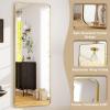 imageHARRITPURE 71x32 inch Rounded Full Length Mirror Aluminum Frame Black Mirror Full Length Floor Mirror with Stand for Living Room Bedroom CloakroomGold