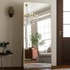 imageHARRITPURE 71x32 inch Rounded Full Length Mirror Aluminum Frame Black Mirror Full Length Floor Mirror with Stand for Living Room Bedroom CloakroomGold