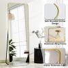 imageHARRITPURE 71x32 inch Rounded Full Length Mirror Aluminum Frame Black Mirror Full Length Floor Mirror with Stand for Living Room Bedroom CloakroomGold